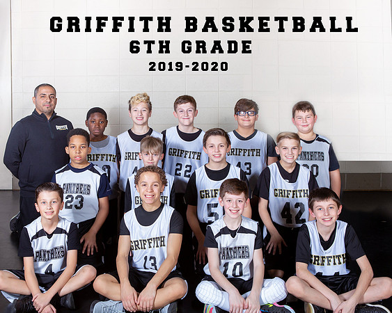 6th grade boys basketball team with words