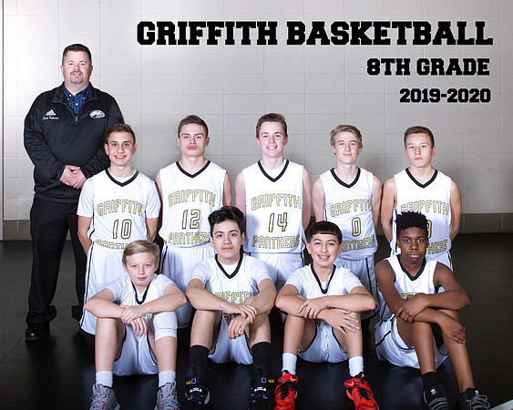 8th grade boys basketball team with words